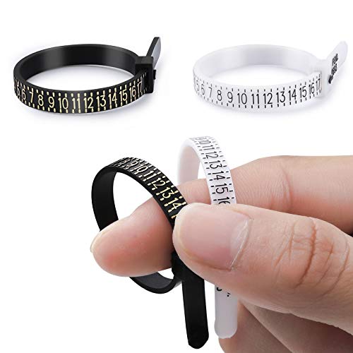 2 Pcs Ring Sizer Measuring Tool Set, US Accurate Ring Gauge Measuring Tool Belt Reusable Jewelry Measurement Finger Sizer for Womens Mens Kids with Upgrade Comfortable Plastic