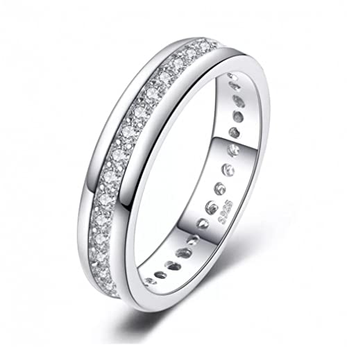 Alliance en zircone cubique 925 et bague d'anniversaire au fini diamant de prestige pour femme