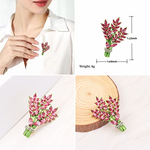 Mlepus Lavender Vintage Bouquet Rose Brooch Crystal Rhinestone Elegant Accessories Jewelry Women's Brooches And Pins Fashion Jewelry Wedding Flower Jewelry Turn Down Collar Pins #TOP2