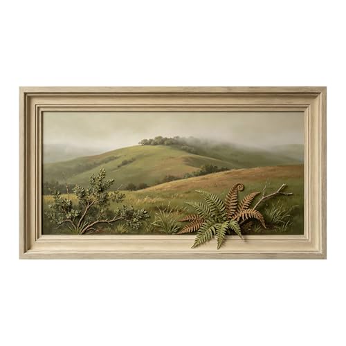 Tableau relief 3D prairie brumeuse adhésif pour rénover sans trou
