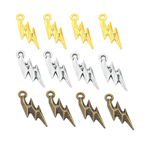 70pcs Wholesale Retro Mixed Color Lightning Bolt Strike Charm Pendant for Necklace Jewelry DIY Making