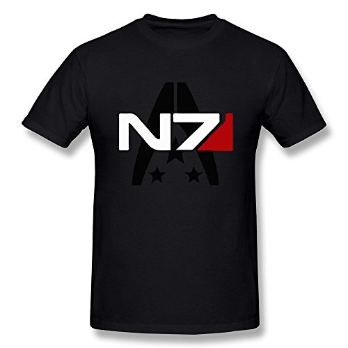 LIMEI Men Mass Effect Alliance N7 Insignia Shirt Black L