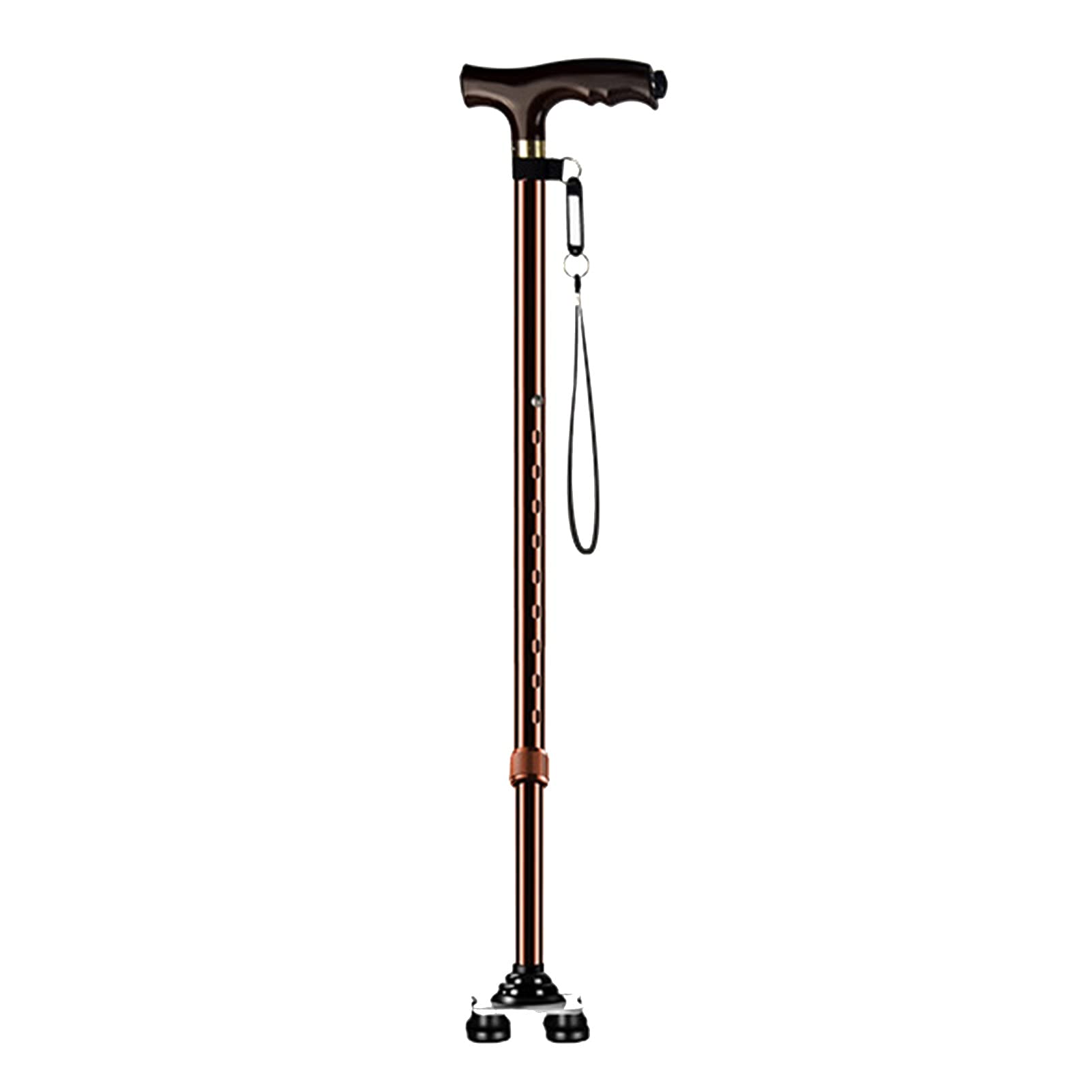 Altura Ajustable de bastón de bastón de Caminata marrón, bastón de Caminata Extensible no Plegable, Bastones con Mango ergonómico y Correa de muñeca, Base Antideslizante