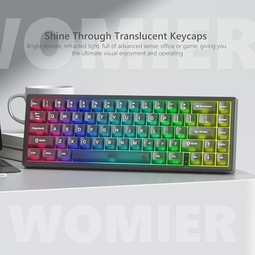Image of Womier Keyboard Keycaps Jelly, Black Clear Shine Through Keycaps
