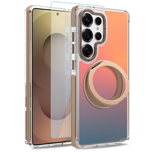 Image of Magnetic for Samsung Galaxy S25 Ultra Case with 360 Stand [Compatible with Magsafe] [Fluorescent Design] [1 Screen Protector] Slim Translucent Matte Case for Galaxy S25 Ultra 6.9 inch, Desert