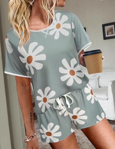 Image of Ekouaer Women Pajama Set Casual Short Set
