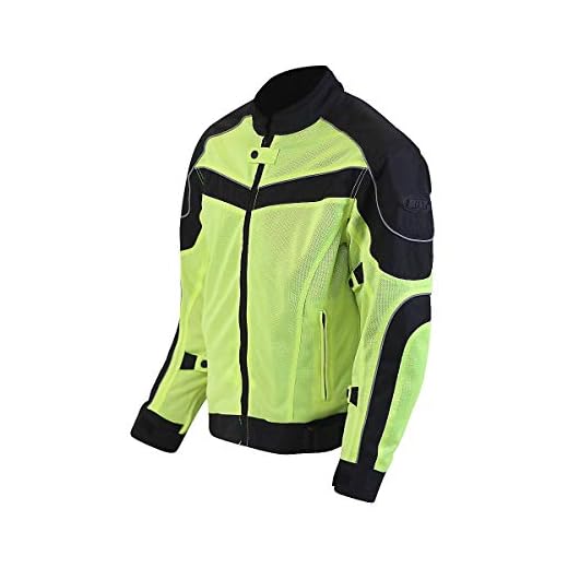 Bilt Techno Hi-Viz Protective CE Armor Removable Liner Warm Weather Vented Street Bike Motorcycle Mesh Jacket - Hi-Viz Yellow XL