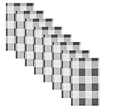 Newbridge Hotel Buffalo Check Water and Stain Resistant Fabric Wrinkle Free Fabric Napkins, Set of 8 Napkins, Grey