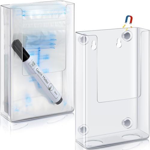 Image of Thyle 2 Pieces Magnetic Breastmilk Bags Holders for Refrigerator, 4 x 9 Acrylic Brochure Holder Attaches to Metal Surfaces Refrigerators Lockers Display Stand for Wall Mount or Desktop Use