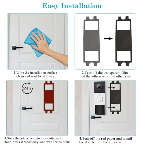 VVHOOY Lot de 5 rubans adhésifs pour sonnette compatibles avec la caméra vidéo intelligente TP-Link Tapo D210/D225, support autocollant, ruban adhésif double, montage de sonnette sans perçage – vue 3