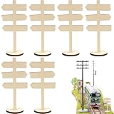 CATZUM Miniatur Wegweiser Holz 12 Stück – DIY Bastelset für Wichteltür, Mini Garten, Puppenhaus & Zwergenhäuser Dekoration, perfekt zum Gestalten