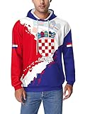 BesserBay Kroatien Fanshirt Hoodie Fußball WM 2022 Fan Kapuzenpullover Langarm Pullover mit Kordelzug XXL