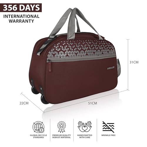 Image of M MEDLER Sentro Wheel Duffle Bag | Waterproof Strolley Duffle Bag | 2 Wheel Duffel Bag | Luggage Bag with Cabin Size & Adjustable Strap - (Brown)