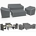 Patio Furniture Covers, Outdoor Furniture Cover Waterproof 4-Piece, Patio Furniture Set Covers, 600D Heavy Duty Patio Covers, Ourdoor Sofa Cover, 2 Chair Covers, Coffee Table Cover Included -XL