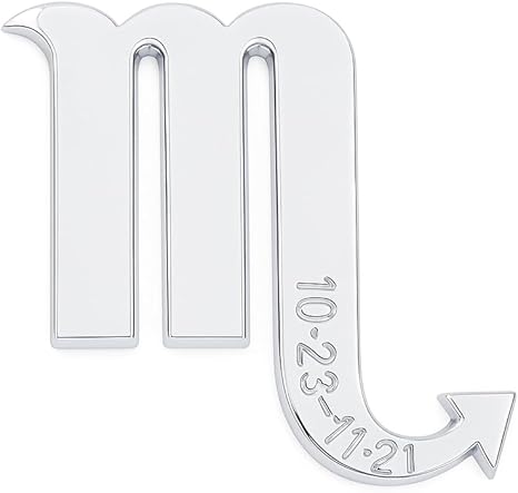 Scorpio Zodiac Sign Sticker Emblem – 3D Chrome Badge Decal for October 23-November 21 Birthdays – (3
