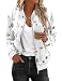 Zeagoo Bomberjacke Frauen Leichte Pilotenjacke Weiß Blouson Kurze Jacke Fliegerblouson Basic Light Vintage Herbst Frühlings Sweatjacke Dünn Sommerjacke Weißer Druck M