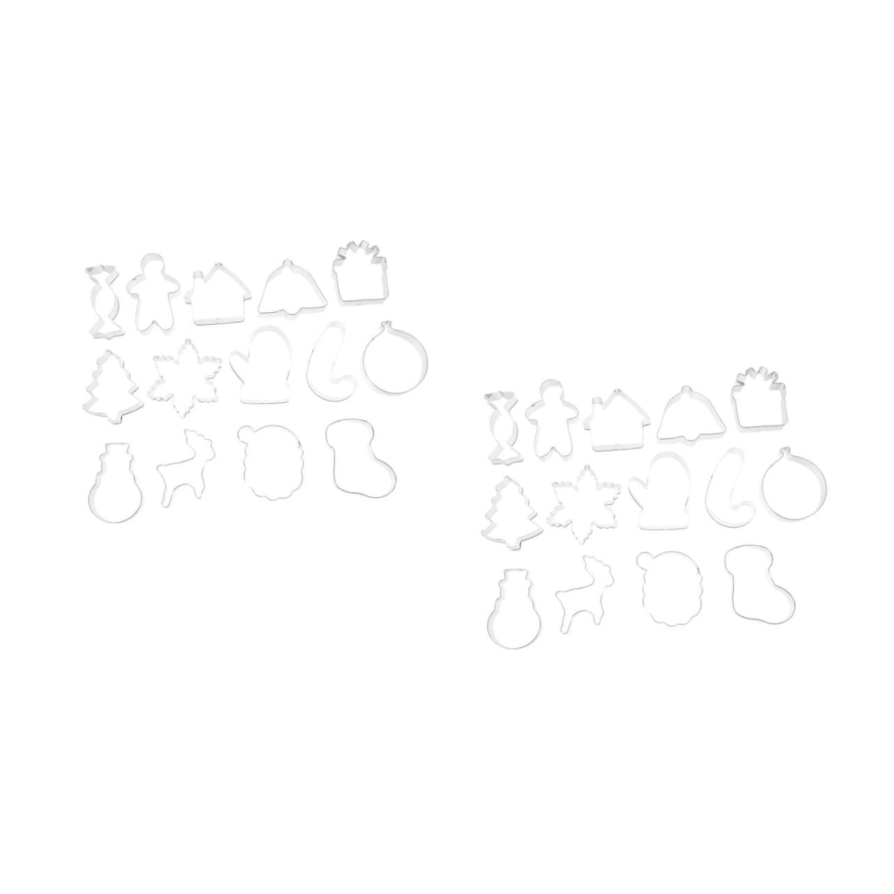 Cabilock 2 Juegos Traje De Navidad Equipo Cortadores De Galletas De Halloween Pan De Jengibre Galleta Estrella Cortadores De Galletas De Navidad Moldes Acero Inoxidable Silver 14 Uds * 2