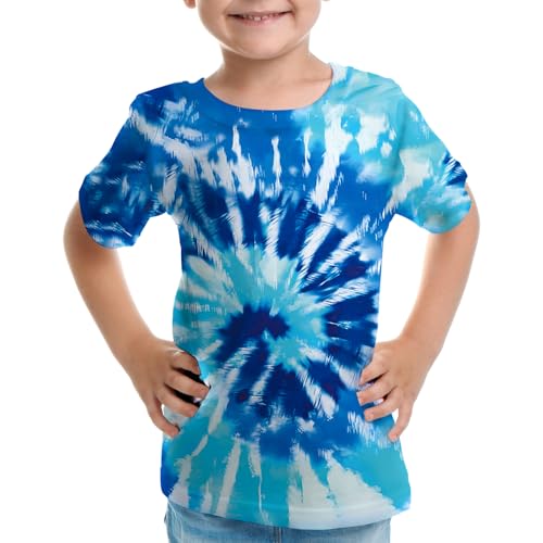 Image of Big Kids Tie Dye Shirt for Boys Girls Short Sleeve Hippie Tshirt Senior Tee