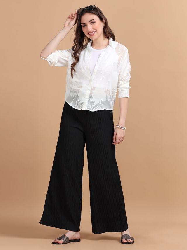 Image of Glam & Chique Women's Sheer Textured Button-Down Shirt XS-2XL