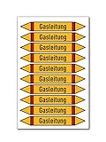 Aufkleber Gasleitung 100x15 mm, 10 Stück, Rohrleitungskennzeichnung nach DIN 2403, Gruppe 4 Brennbare Gase, UV-Stabil