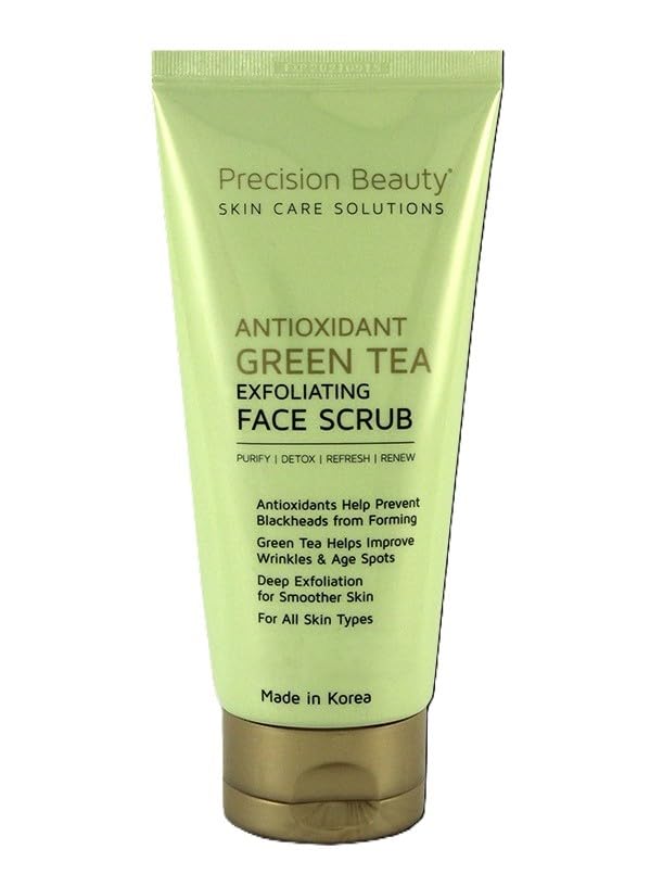 Precision Beauty Green Tea Exfoliating Face Scrub, Antioxidant Fo...
