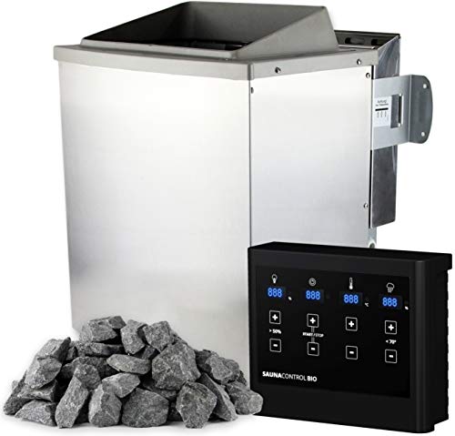 SULENO Bio-Saunaofen KEMI 9,0 kW Edelstahl 20 kg Saunasteine Steuergerät (Bio Saunaofen + Steuerung...