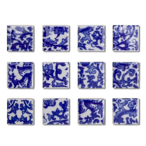 12 imanes decorativos de porcelana azul y blanca para refrigerador
