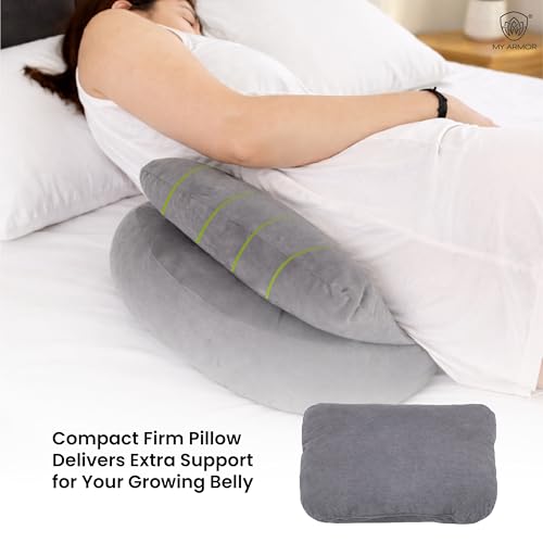 Image of MY ARMOR Maternity Pillow Bundle | Full Body Pregnancy Pillow for Back, Belly, Hips & Leg Support | Adjustable Butterfly Design | Soft Travel-Friendly Cuddle Pillow for Pregnant Women