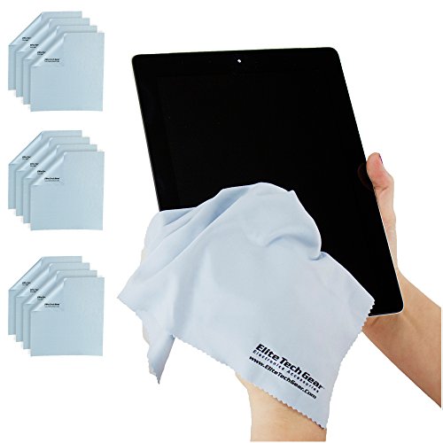 Elite Tech Gear (12-Pack Oversized) The Most Amazing Microfiber Cleaning Cloths - Perfect for Cleaning All Electronic Device Screens, Eyeglasses, Tablets & Delicate Surfaces (12 Oversized 12