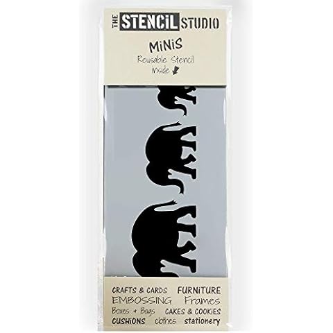 The Stencil Studio - Stencil MiNiS - Elephants Stencil - Reusable Stencil (10527) Cover