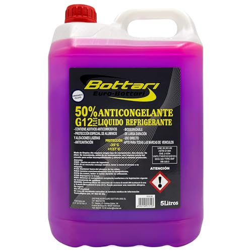 AUTOZOCO Anticongelante, liquido refrigerante Motor, Líquido refrigeración, Líquido anticongelante, Anticongelante Coche, Protección -35ºC y 137ºC, Capacidad 5 litros, 50% G12+, Color Rosa