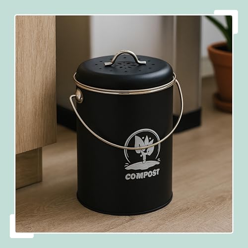Caneca de basura para cocina de hierro 5.5 L negra miniatura 7