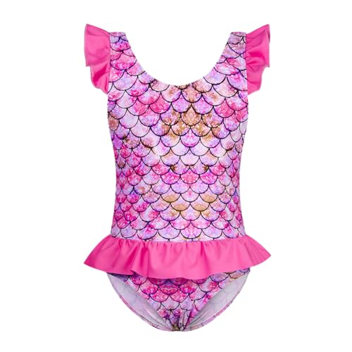 Traje de baño para niña de sirena, traje de baño de una pieza, traje de baño de verano, traje de baño para playa, de 0 a 14 años, Rosa-d, 18 meses