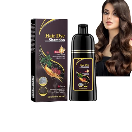 Hppsctink Champú Tinte, 200ml 3 en 1 Instantáneo Champú para el Cabello, Hidratación Capilar, limpiador y Reparador, marrón, shampoo
