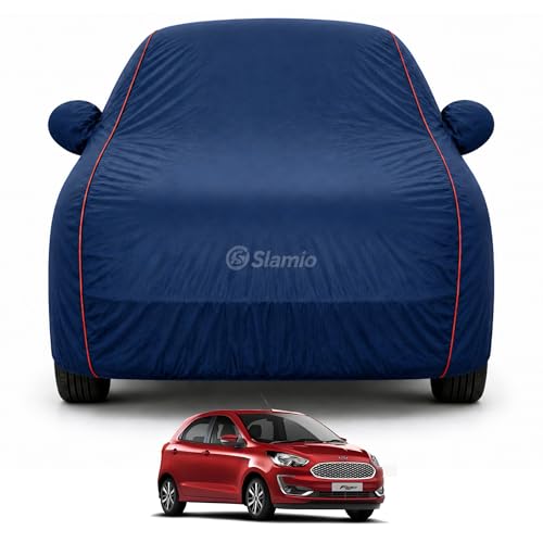 Image of Car Cover for Ford Figo 2010-2014 | 100% Waterproof Heavy-Duty 3-Layer Car Body Cover | All-Weather Rain, UV, Sun & Dust Protection | Custom Fit | Mirror & Antenna Pockets | Navy Blue