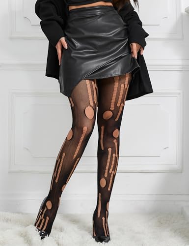Fishnet Stockings for Women Ripped Tights Plus Size Sexy High Waist Pantyhose Black XS-5XL2