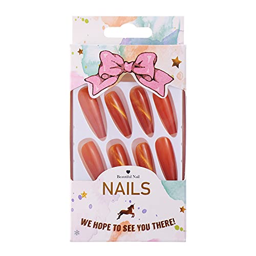 24pcs/Box Gourd Full Cover Manicure Tool Coffin Fake Nails Nail Tips Ballerina False Nails Wearable(05)