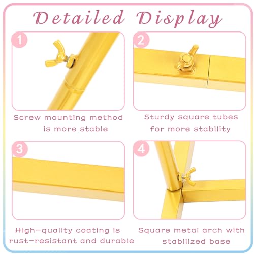ECOLOVI Set of 2 Gold Metal Wedding Arch Backdrop Stand (7.2FT and 6FT), Balloon Arched Frame Backdrop Stand for Parties, Wedding Birthday Baby Shower Graduation Holiday Ceremony Supplies Decor by ECOLOVI - Image 4