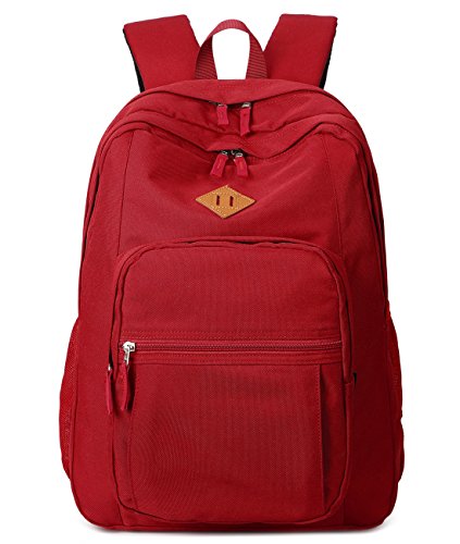 Abshoo Girls Solid Color Backpack For College Women Water Resistant School Bag (Red) - Thumbnail 2