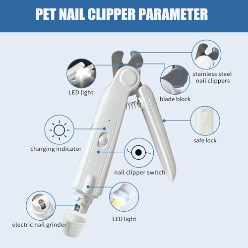 PANDAAR Dog Nail Clippers & Dog Nail Grinder 2 in 1,Rechargeable Cat Nail Clippers with LED Light,Professional Dog Nail Trimmers for Small,Medium,Large Dogs,Low Noise Electric Dog Nail Grinder - Thumbnail 6