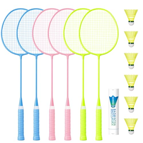 Image of AboveGenius Badminton Rackets Set, Lightweight Badminton Set Includ 4 /6 PCS Rackets, 6 Birdies, Outdoor Backyard Games, Racquets for Adults, Teens, Family Beginner