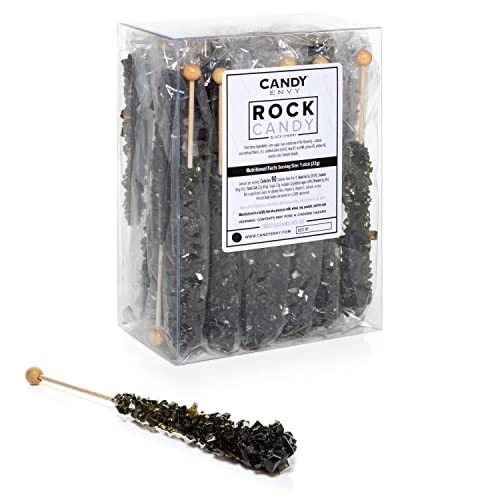 Black Rock Candy Crystal Sticks - Black Cherry Flavored - 24 Indiv. Wrapped #TOP18