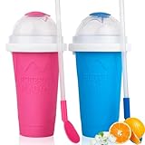 Slushy cup Slushie Maker Cup,Frozen Magic Slushy Cup - Create Delicious Slushies Anywhere with This Fun and Cool Slushie Maker Cup! (Red＋Blue, Large)