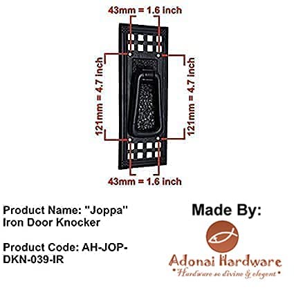 Adonai Hardware"Joppa" Antique Iron Door Knocker (Black Powder Coated) #TOP3