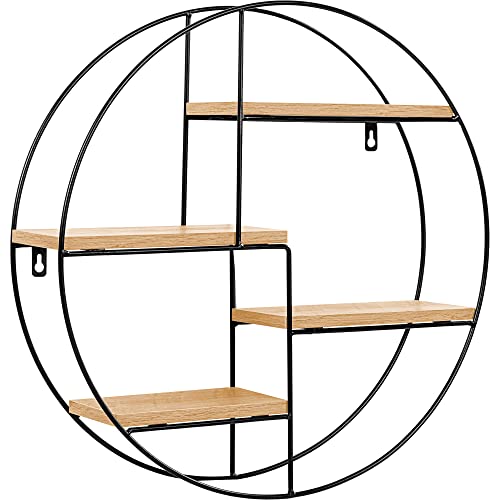 STILISTA Design Wandregal, 4 Ebenen, Farb- & Modellwahl, Rund Holz Hell
