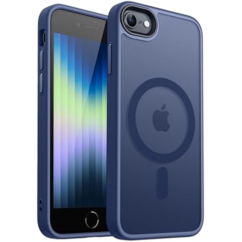 CANSHN Magnetic Case for iPhone SE 2022/iPhone SE 2020/iPhone 8, Built in Magnets Compatible with MagSafe, Translucent Matte Back Phone Cover for iPhone 8/SE 2/SE 3（4.7"） Frosted Navy Blue Cover