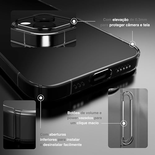 Dechutz Capa D7 Clássico Slim Fit - [Nunca amarela] - para iPhone 13 - (Transparente)