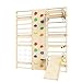 Cofiyard 9-in-1 Swedish Ladder Wall Gym & Climber, 94.5'' Wooden Wall-Mounted Climbing Set with Double-Sided Slide, Swing, Rope, Rings, Monkey Bars, Kids Indoor Playset, Wooden Climbing Jungle Gym
