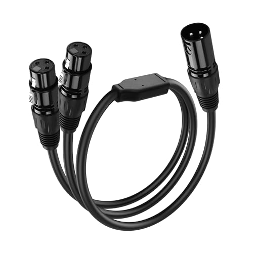 SinLoon 0.5M XLR Male to 2 Female Microphone Cable Splitter for Home Studio, Recorder, Amplifier, Mixing Desk, Speaker