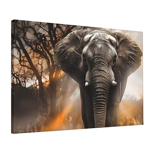 Toile éléphant d'Afrique impression HD sur tissu pour salon 40x61 cm